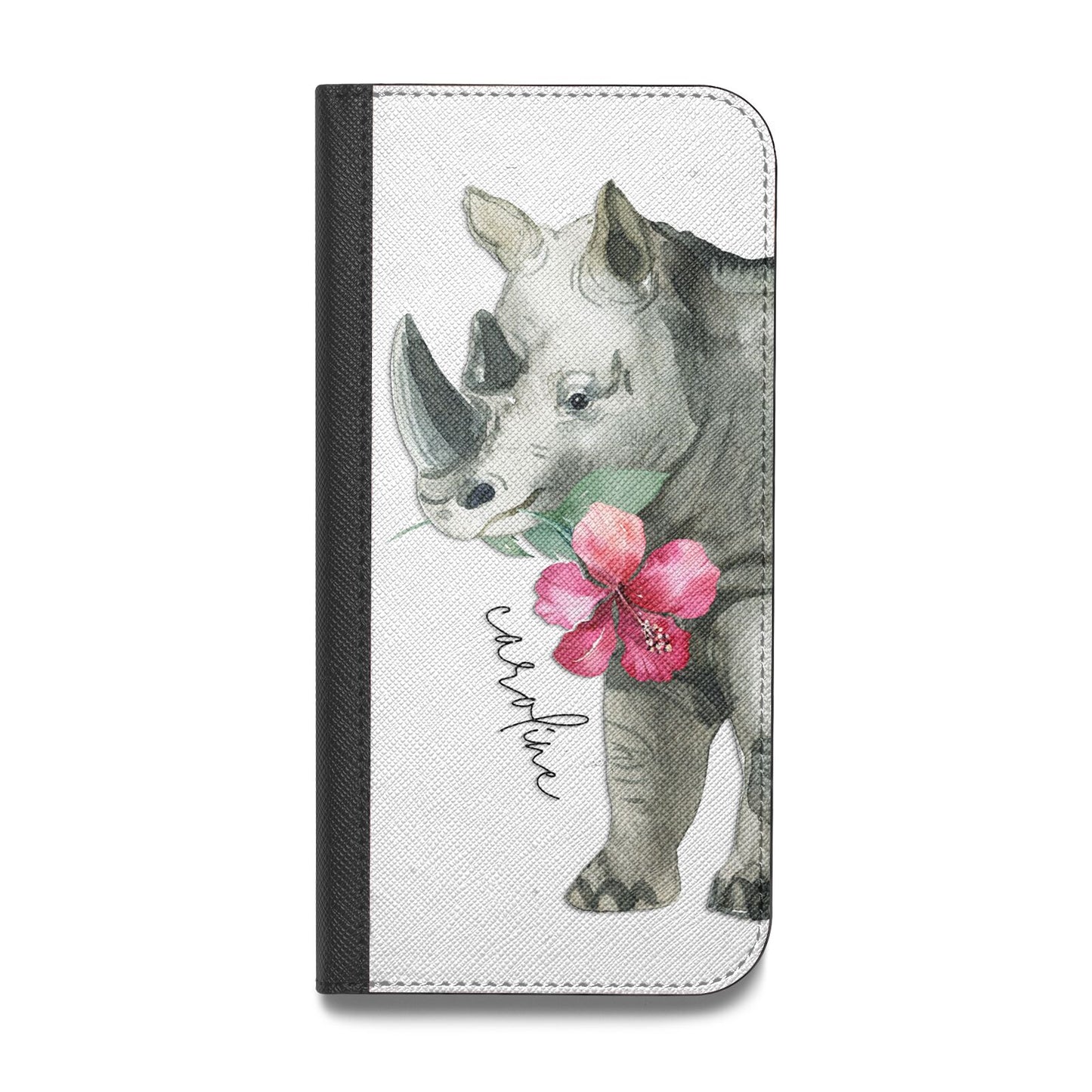 Personalised Rhinoceros Vegan Leather Flip Samsung Case