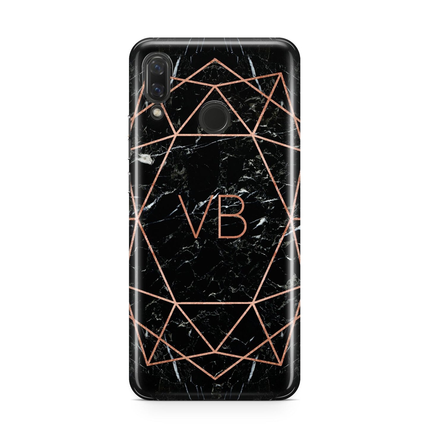 Personalised Rose Gold Geometric Initials Huawei Nova 3 Phone Case
