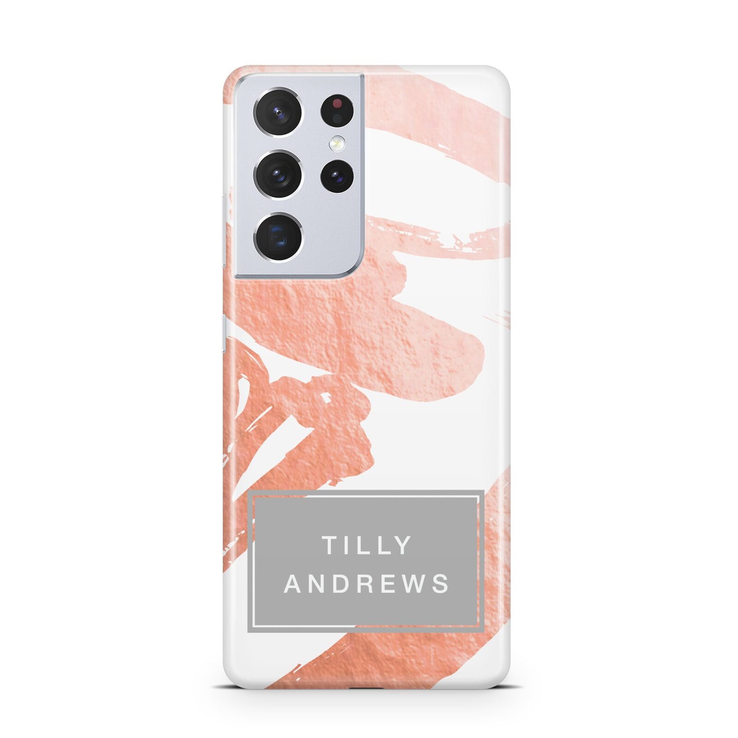 Personalised Rose Gold Leaf Name Samsung S21 Ultra Case