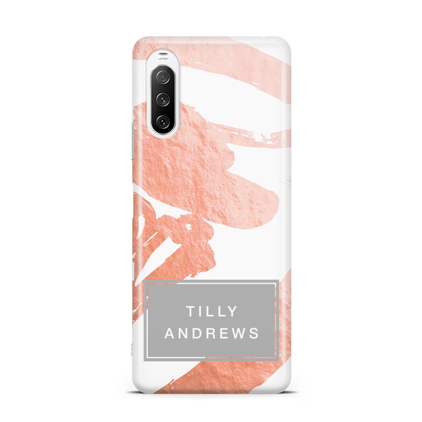 Personalised Rose Gold Leaf Name Sony Xperia 10 III Case