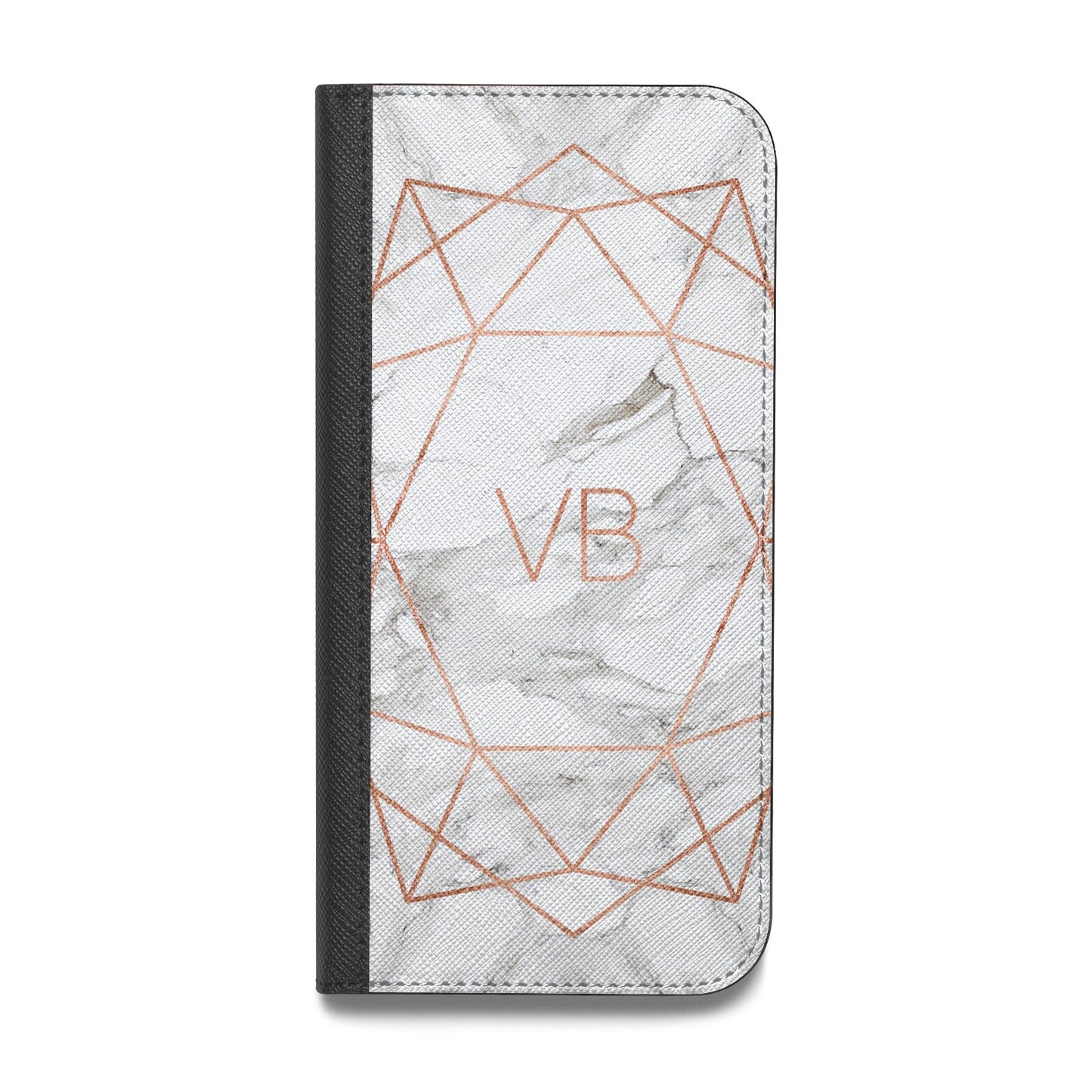 Personalised Rose Gold Marble Initials Vegan Leather Flip Samsung Case