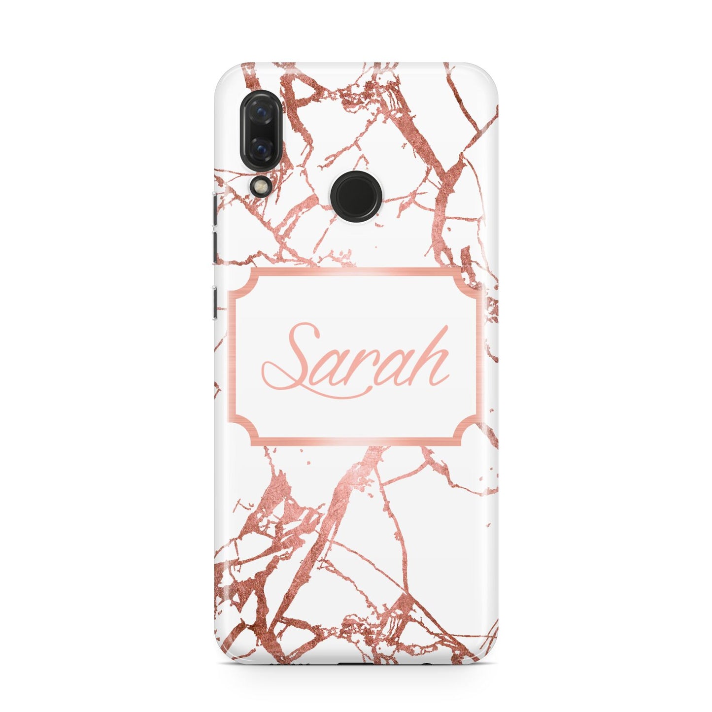 Personalised Rose Gold Marble Name Huawei Nova 3 Phone Case