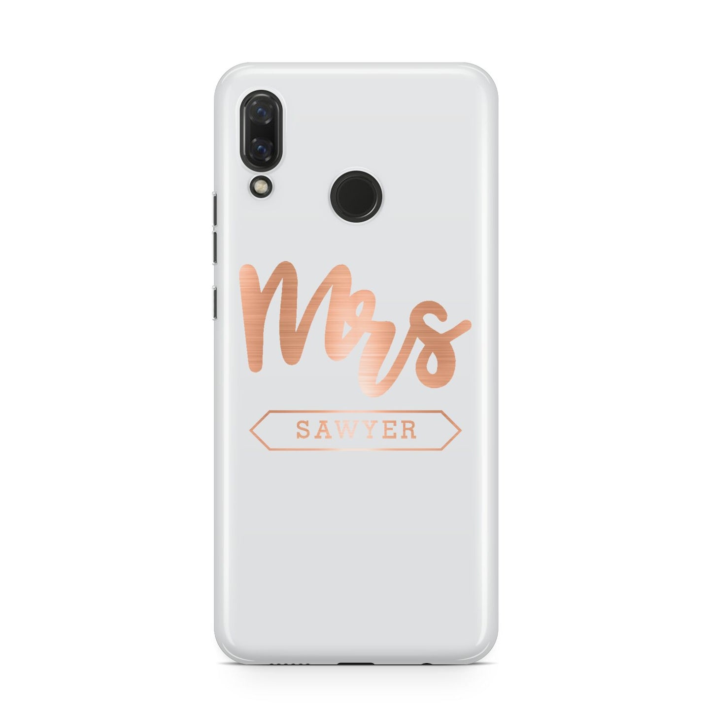 Personalised Rose Gold Mrs Surname On Grey Huawei Nova 3 Phone Case