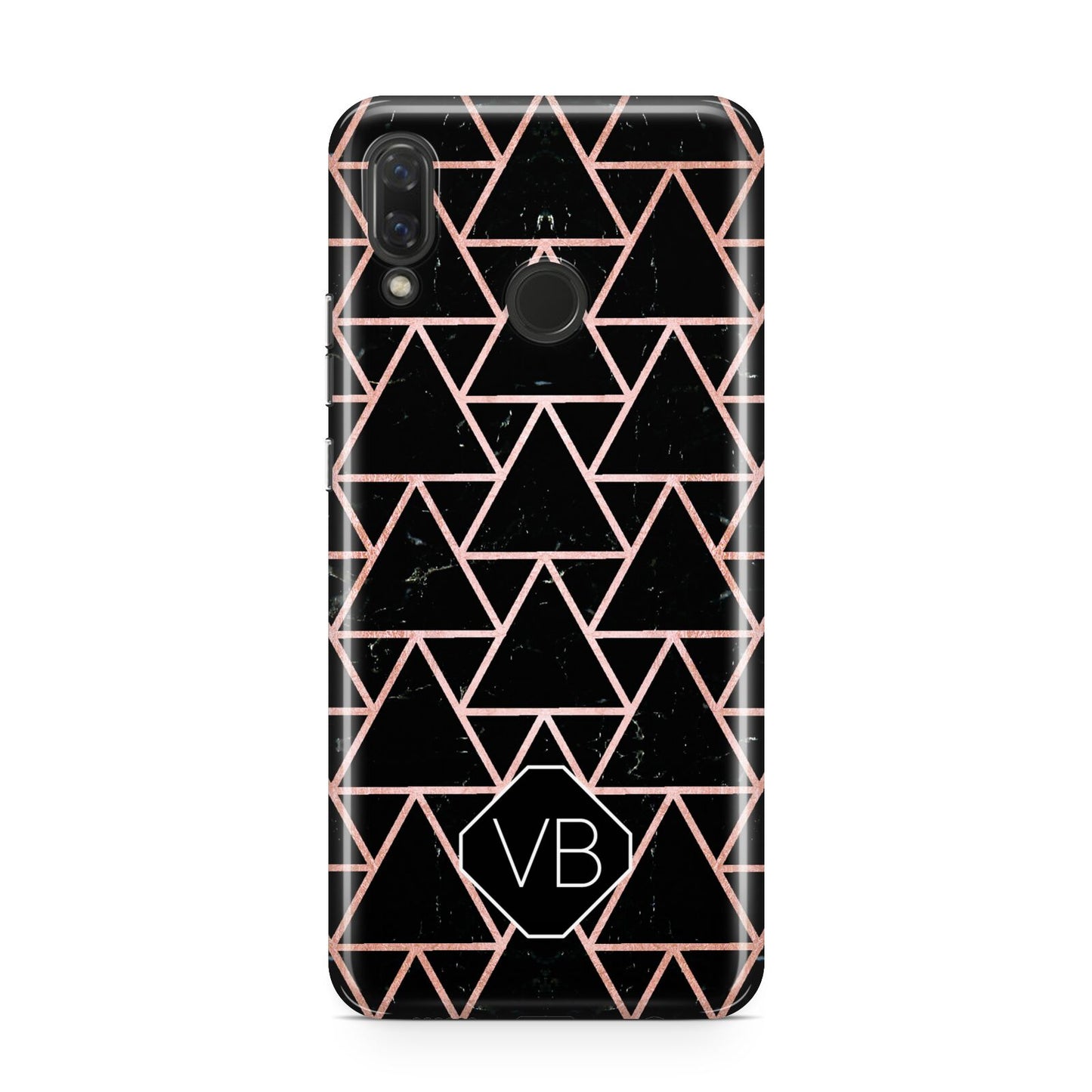 Personalised Rose Gold Triangle Marble Huawei Nova 3 Phone Case