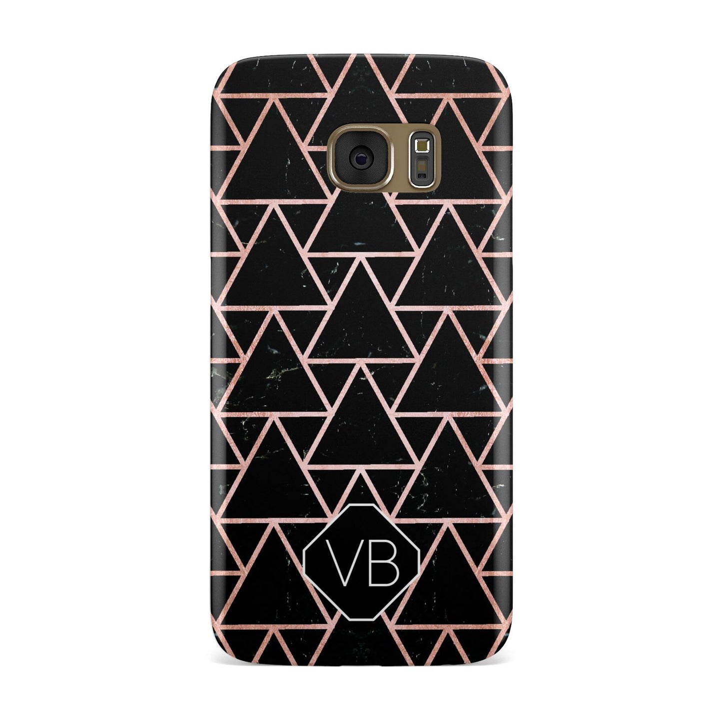 Personalised Rose Gold Triangle Marble Samsung Galaxy Case