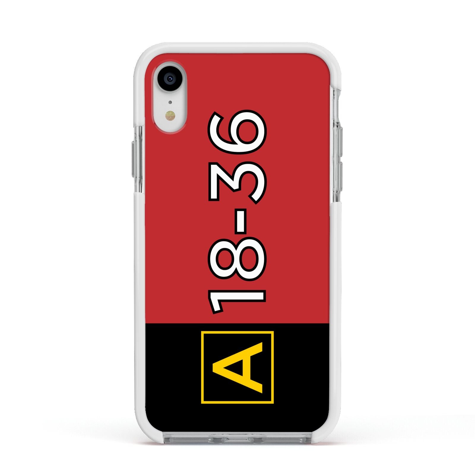 Personalised Runway Holding Position Apple iPhone XR Impact Case White Edge on Silver Phone