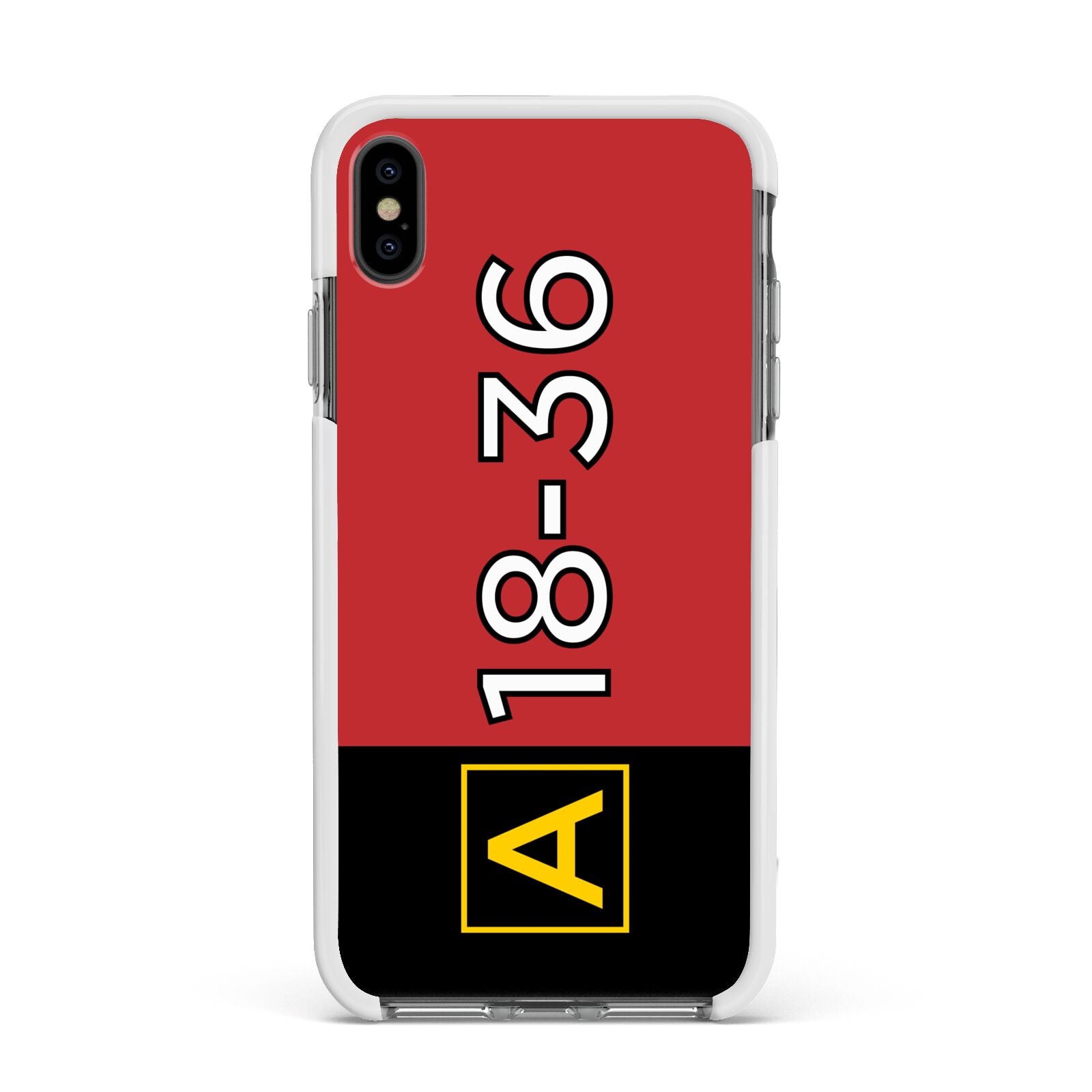Personalised Runway Holding Position Apple iPhone Xs Max Impact Case White Edge on Black Phone