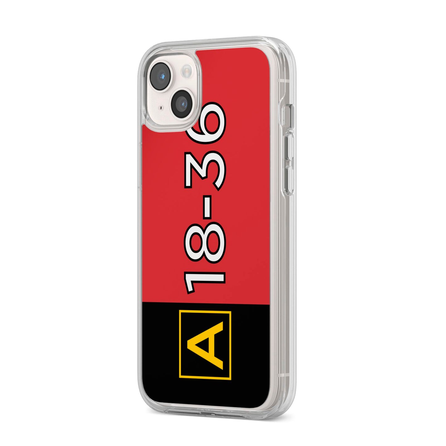Personalised Runway Holding Position iPhone 14 Plus Clear Tough Case Starlight Angled Image