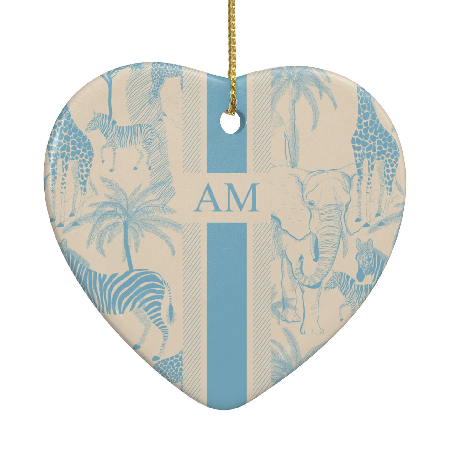 Personalised Safari Heart Decoration Back Image