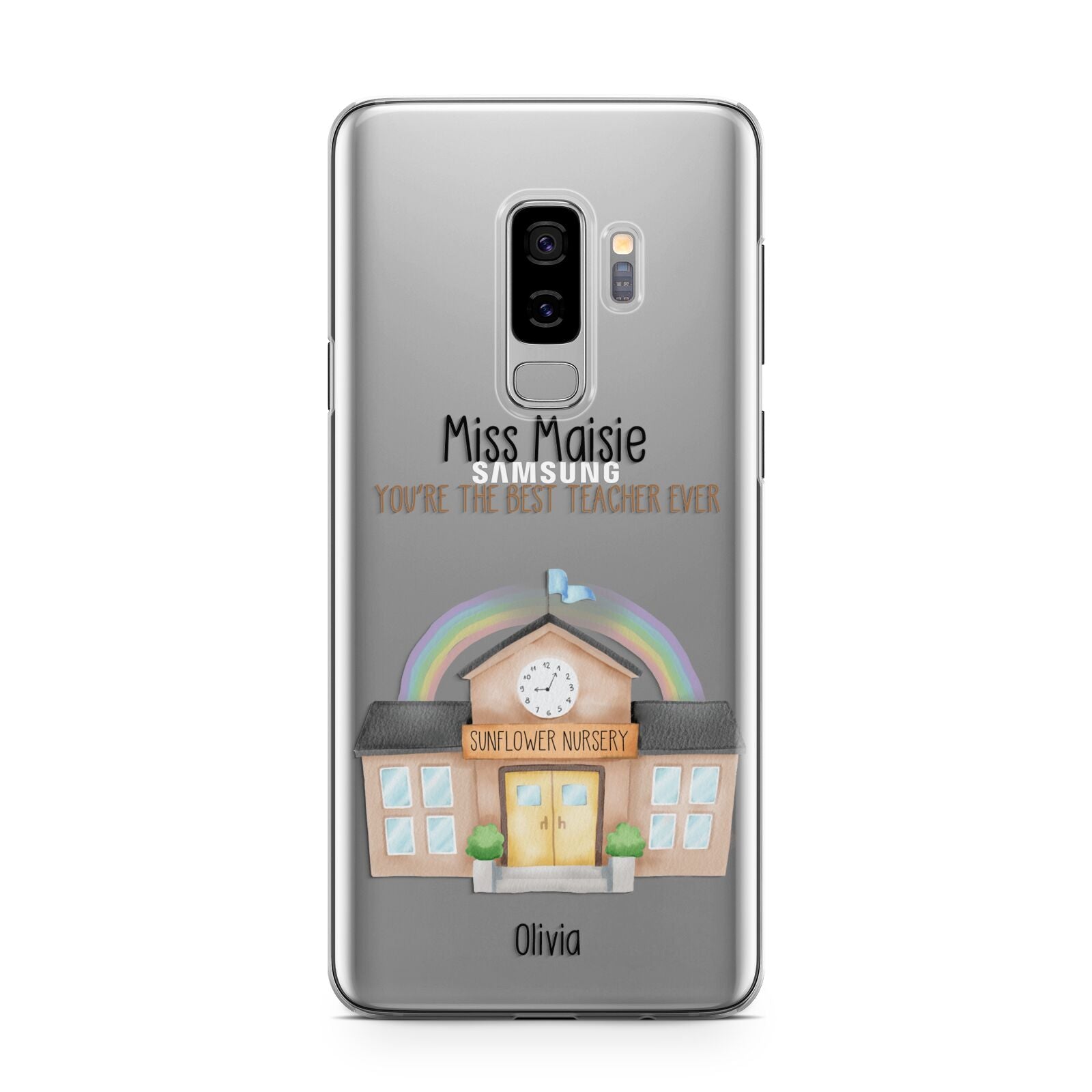 Personalised School Teacher Samsung Galaxy S9 Plus Case on Silver phone