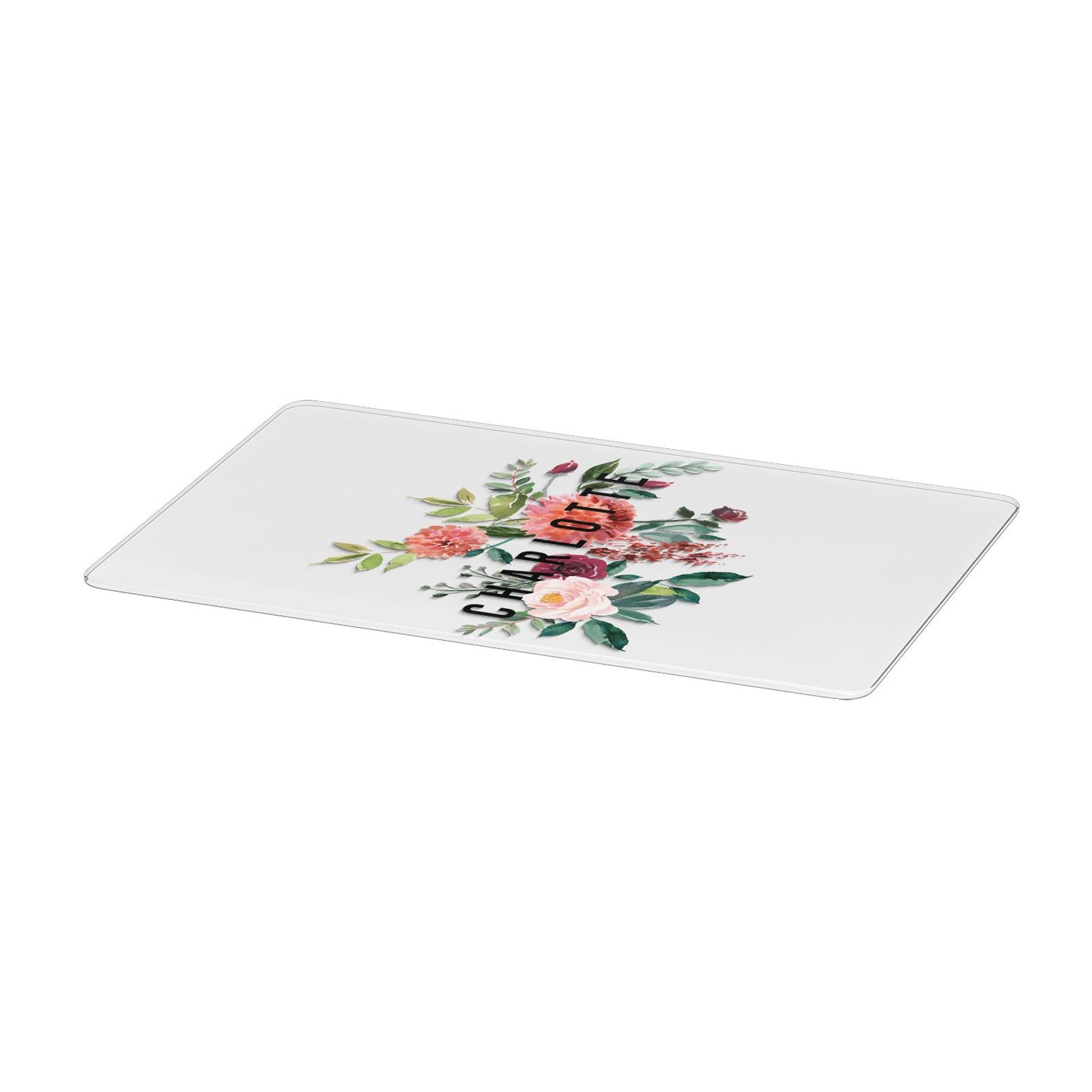 Personalised Side Name Clear Floral Apple MacBook Case Only