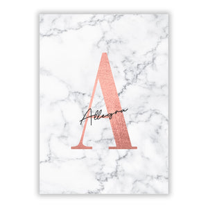 Personalised Signature Rose Gold Marble Greetings Card