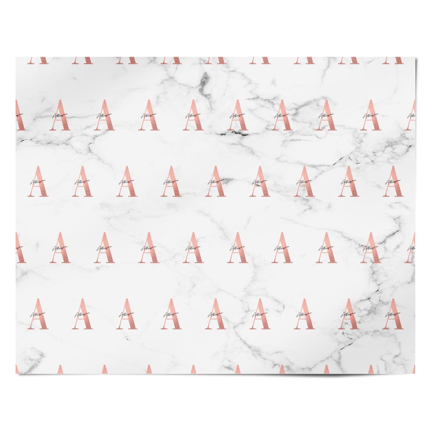 Personalised Signature Rose Gold Marble Personalised Wrapping Paper Alternative