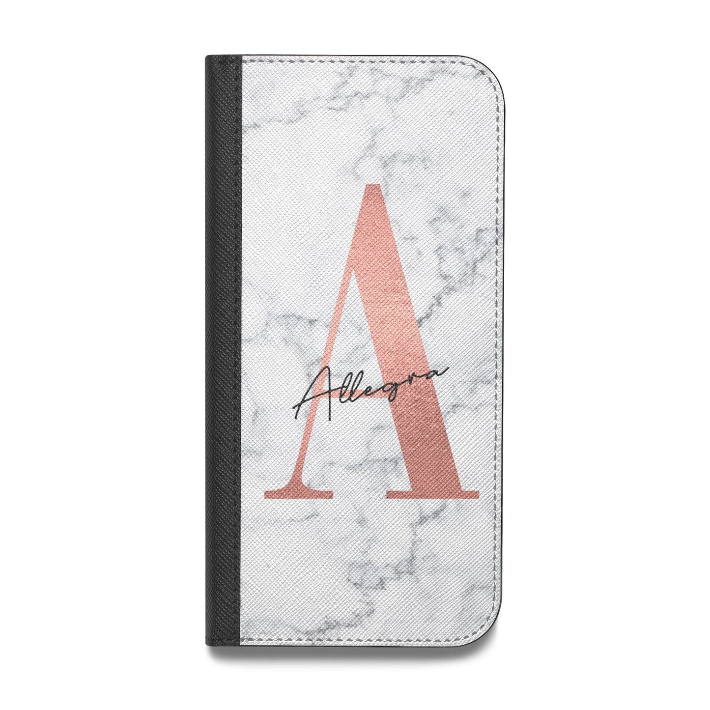 Personalised Signature Rose Gold Marble Vegan Leather Flip Samsung Case