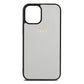 Personalised Silver Saffiano Leather iPhone 12 Mini Case