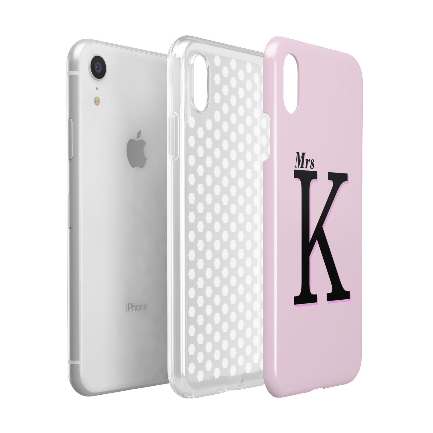 Personalised Single Initial Apple iPhone XR White 3D Tough Case Expanded view