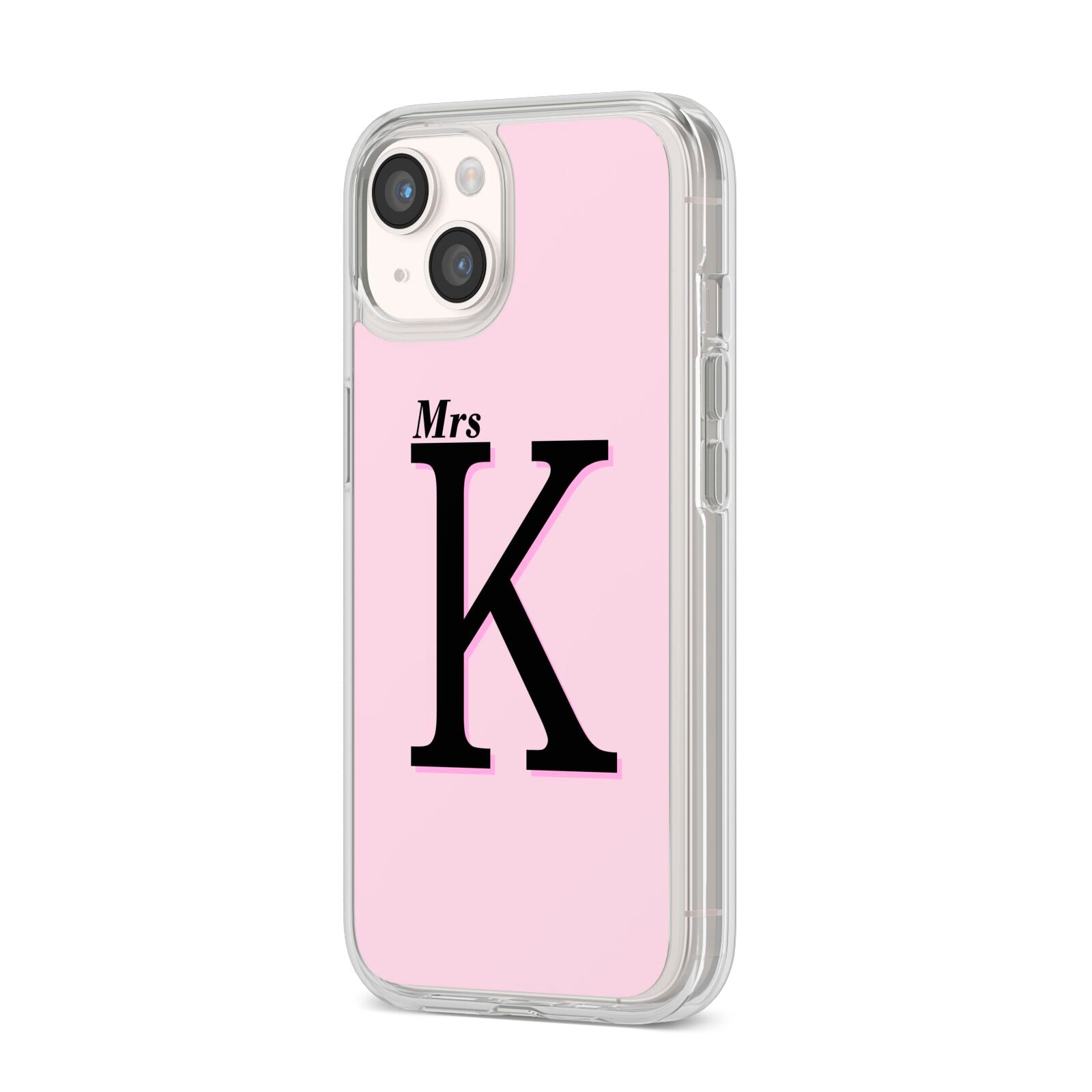 Personalised Single Initial iPhone 14 Clear Tough Case Starlight Angled Image