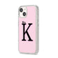 Personalised Single Initial iPhone 14 Glitter Tough Case Starlight Angled Image
