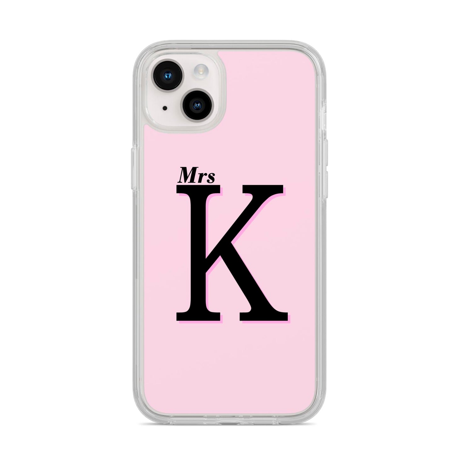 Personalised Single Initial iPhone 14 Plus Clear Tough Case Starlight