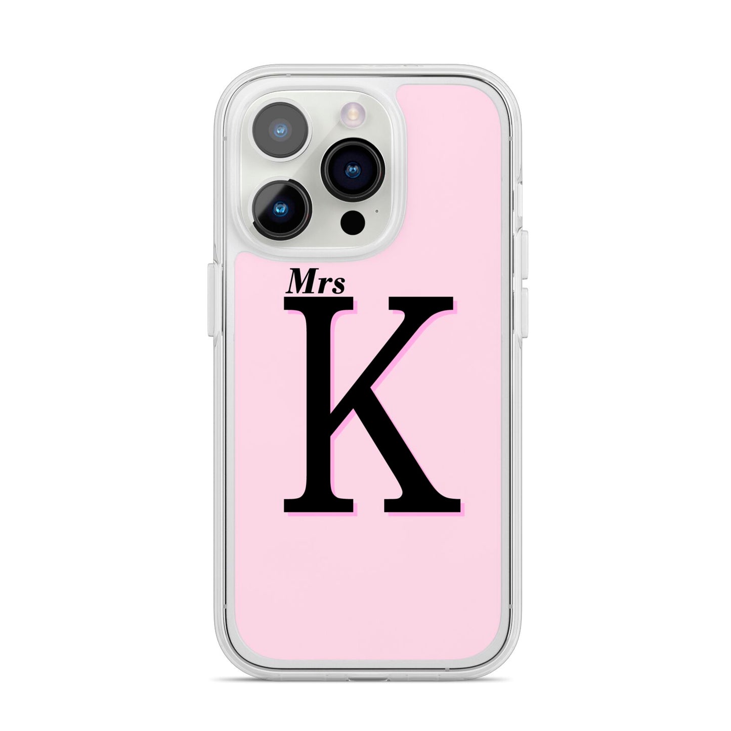 Personalised Single Initial iPhone 14 Pro Clear Tough Case Silver