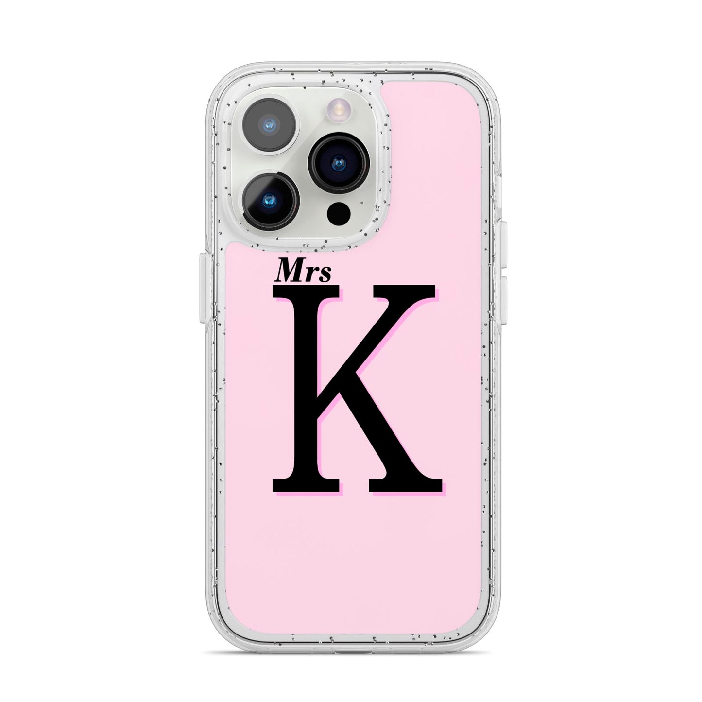 Personalised Single Initial iPhone 14 Pro Glitter Tough Case Silver
