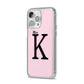 Personalised Single Initial iPhone 14 Pro Max Clear Tough Case Silver Angled Image