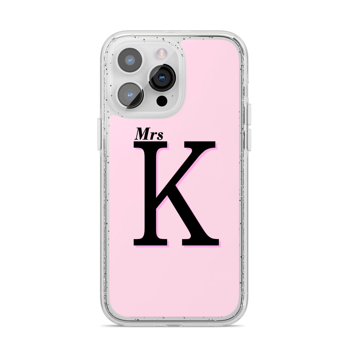 Personalised Single Initial iPhone 14 Pro Max Glitter Tough Case Silver