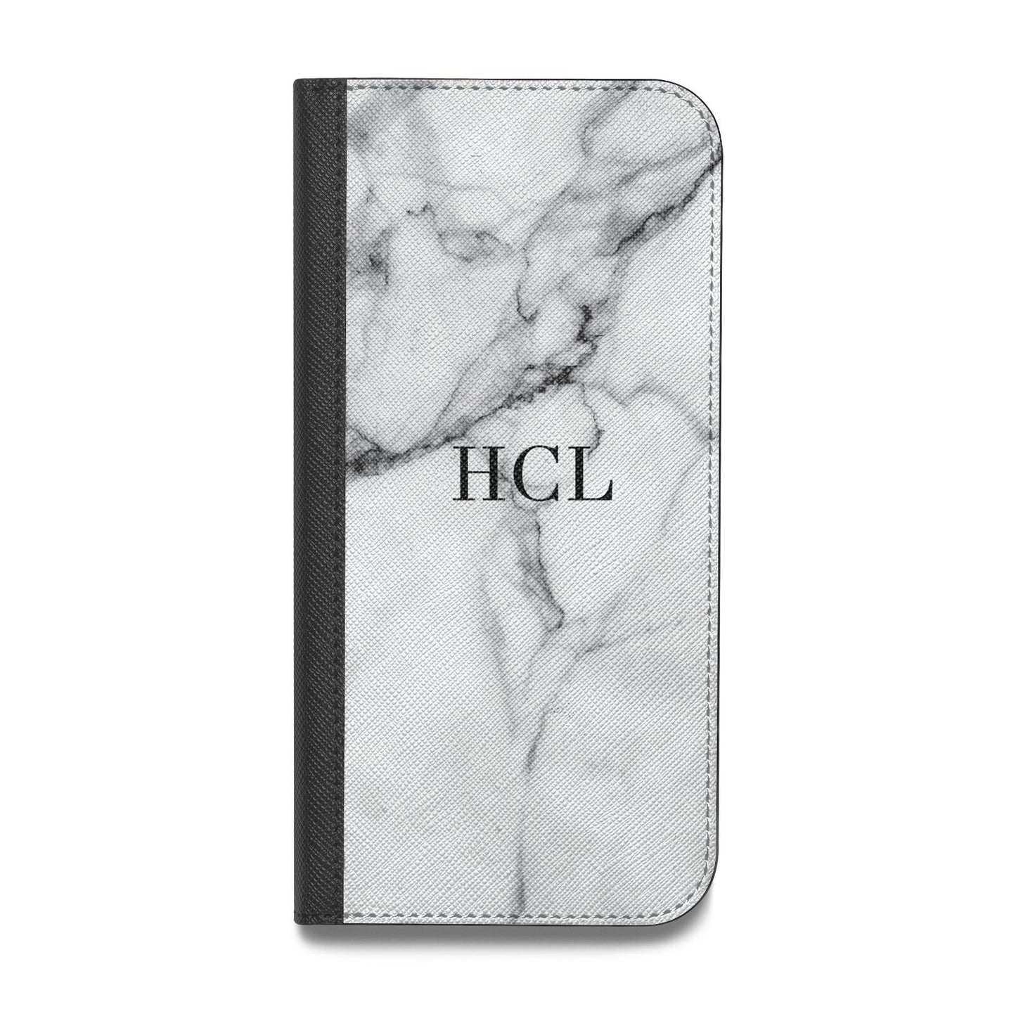 Personalised Small Marble Initials Custom Vegan Leather Flip Samsung Case