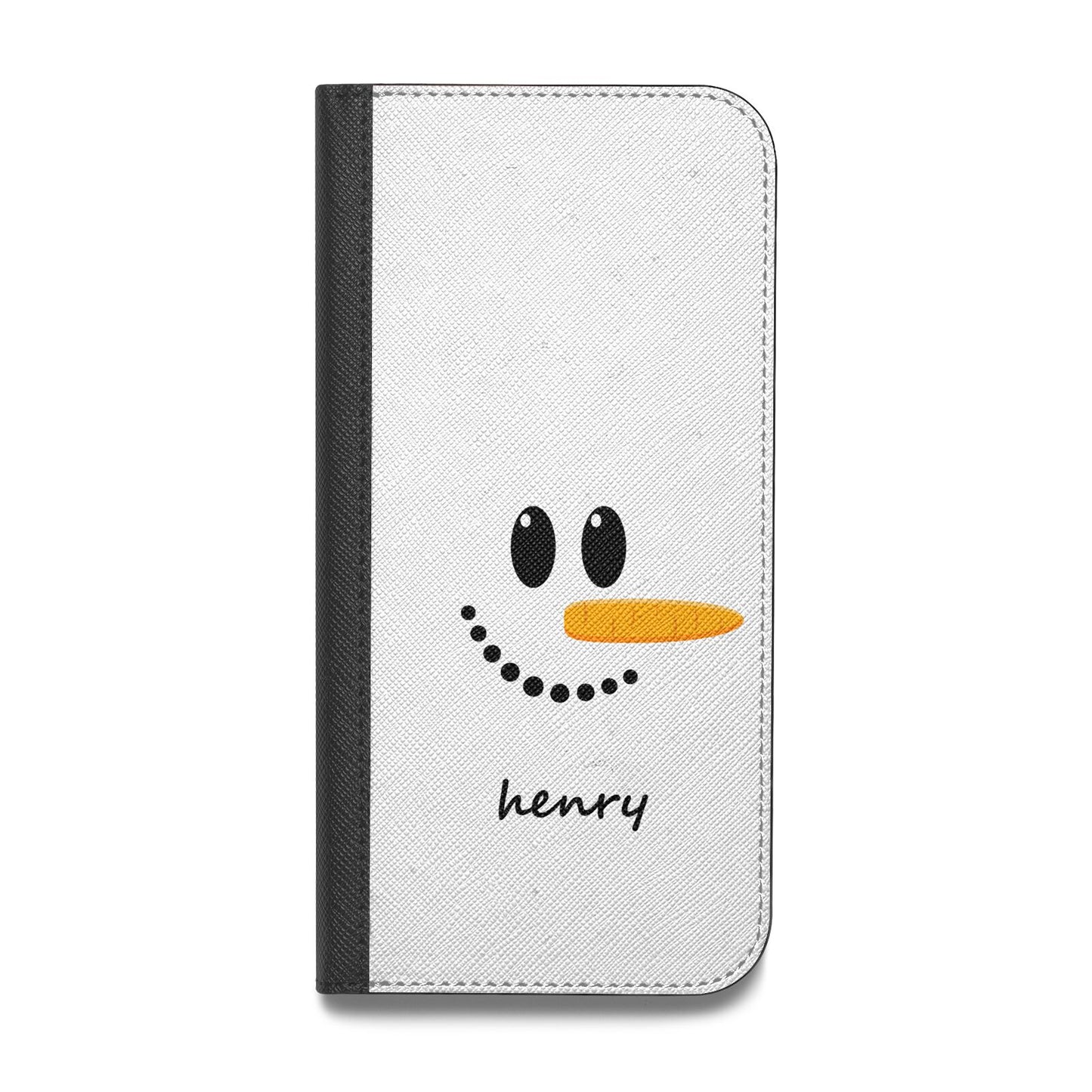 Personalised Snowman Vegan Leather Flip Samsung Case