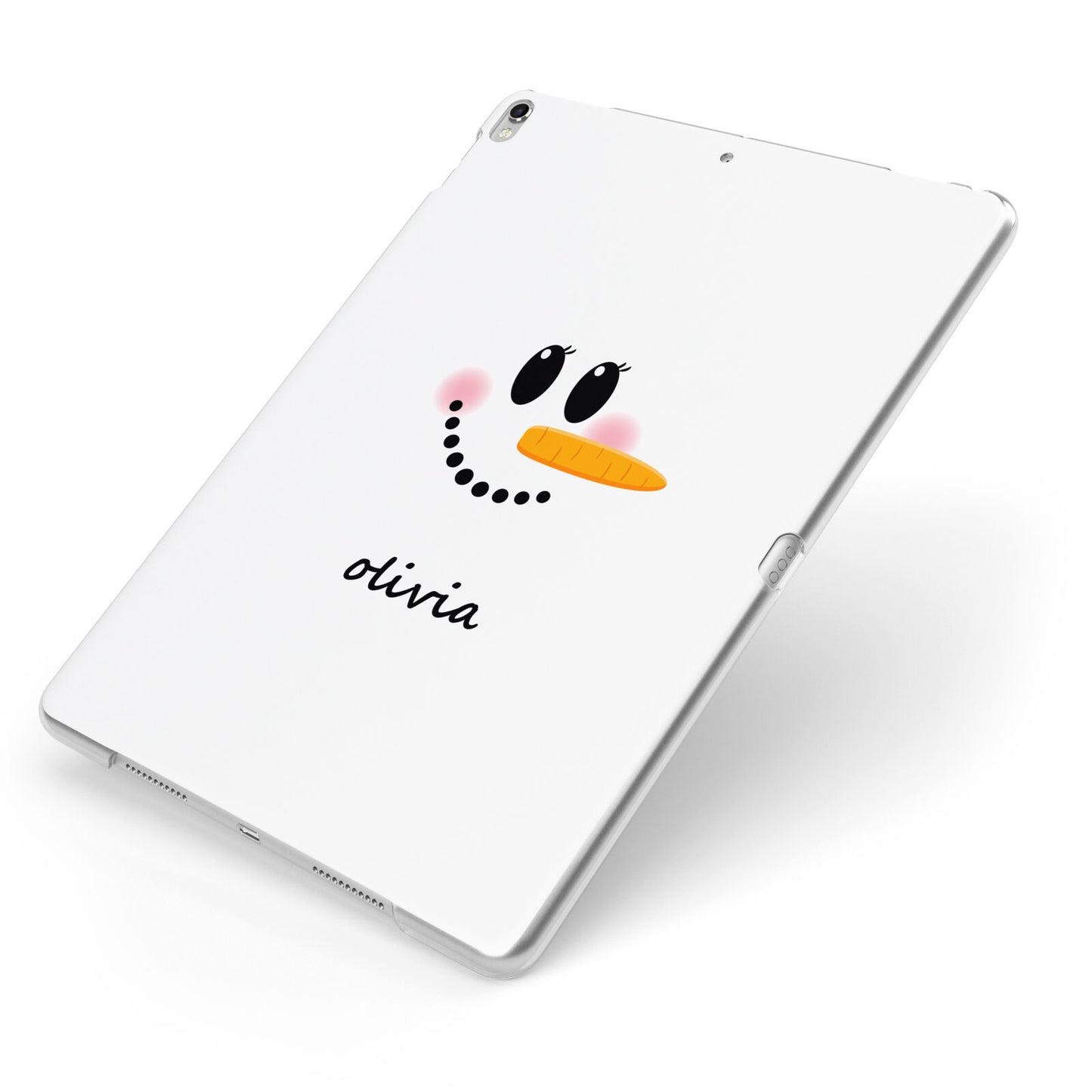 Personalised Snowwoman Apple iPad Case on Silver iPad Side View