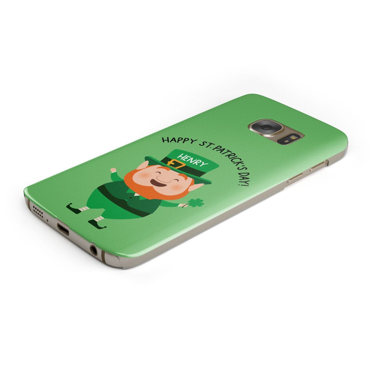 Personalised St Patricks Day Leprechaun Protective Samsung Galaxy Case Angled Image