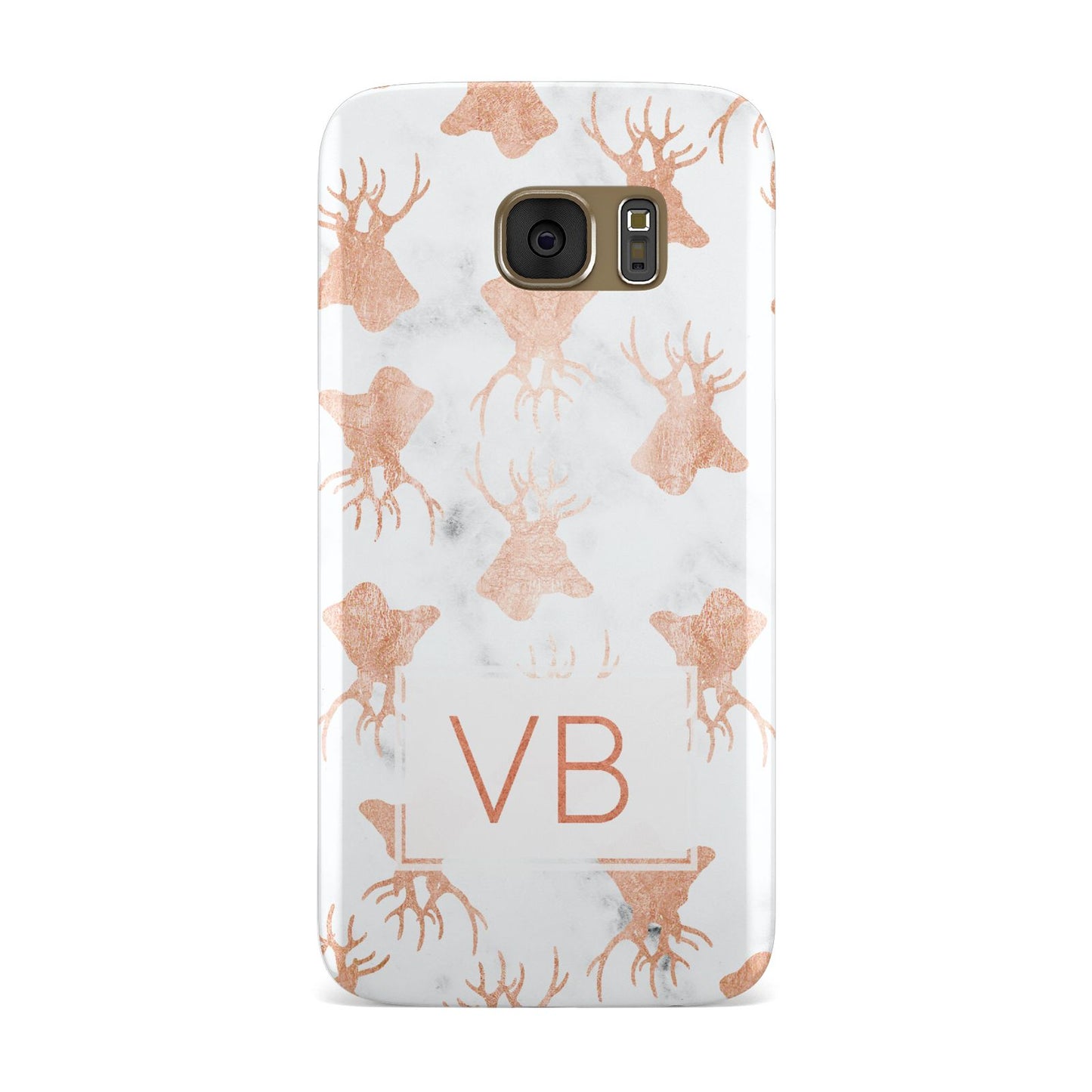 Personalised Stag Marble Initials Samsung Galaxy Case