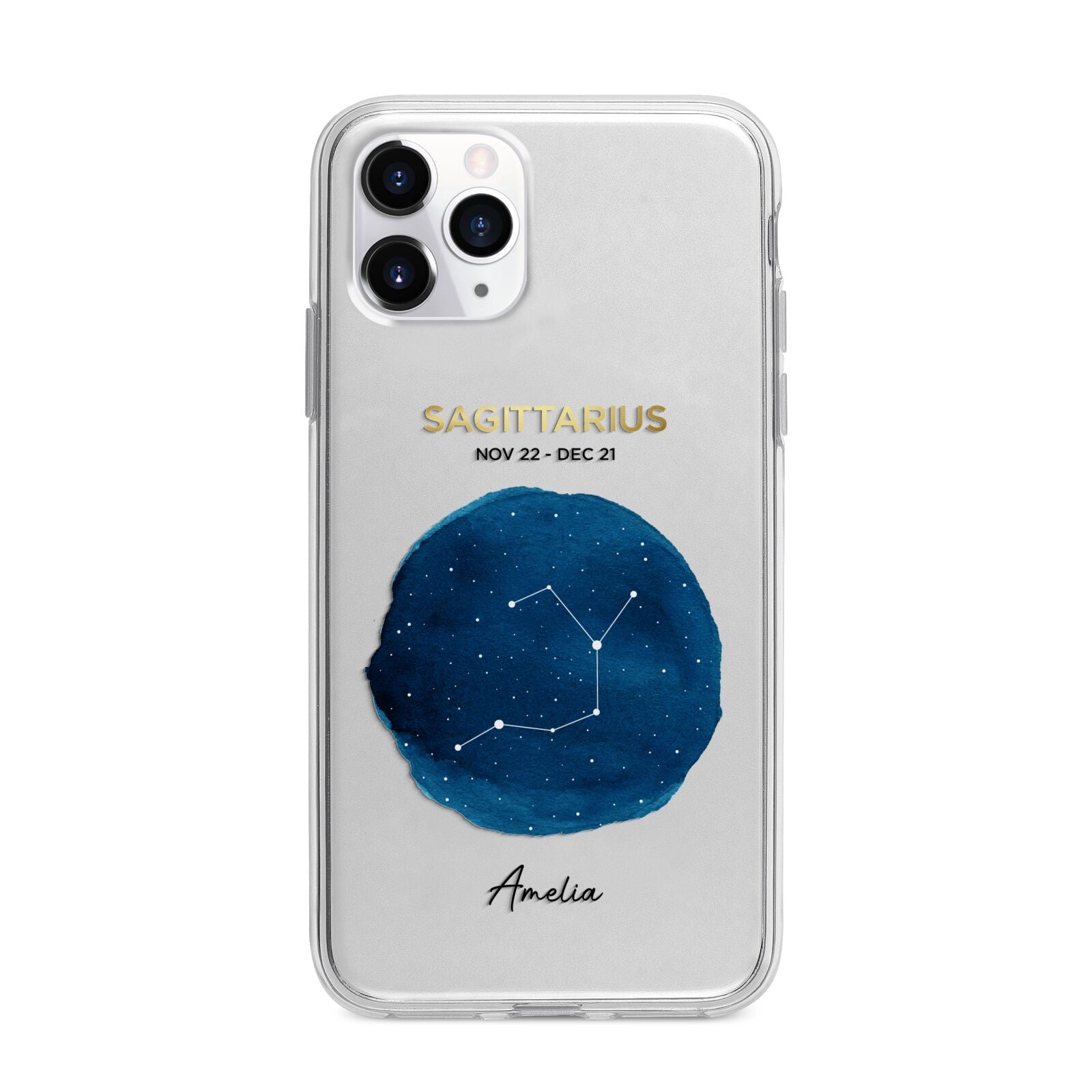 Personalised Star Sign Apple iPhone 11 Pro Max in Silver with Bumper Case
