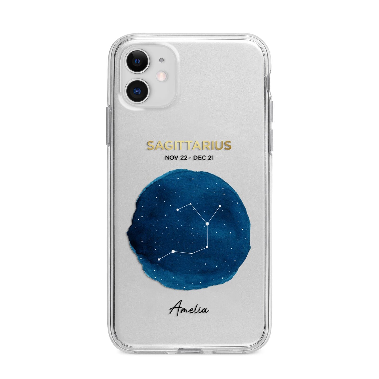 Personalised Star Sign Apple iPhone 11 in White with Bumper Case