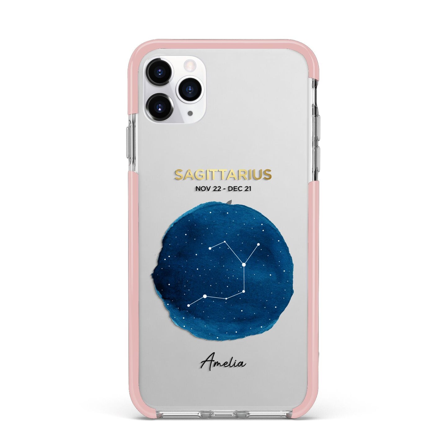 Personalised Star Sign iPhone 11 Pro Max Impact Pink Edge Case