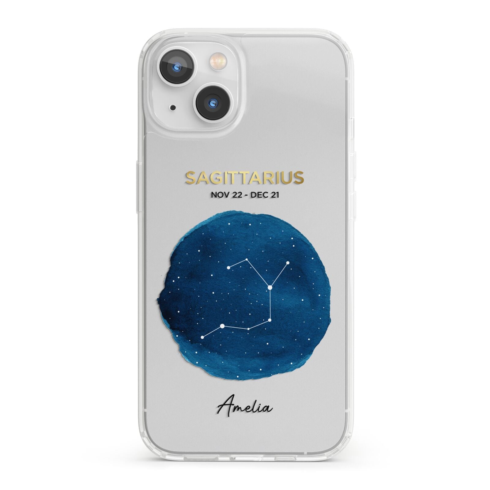 Personalised Star Sign iPhone 13 Clear Bumper Case