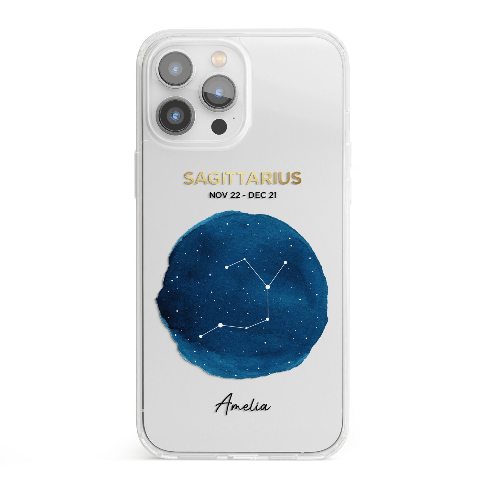 Personalised Star Sign iPhone 13 Pro Max Clear Bumper Case