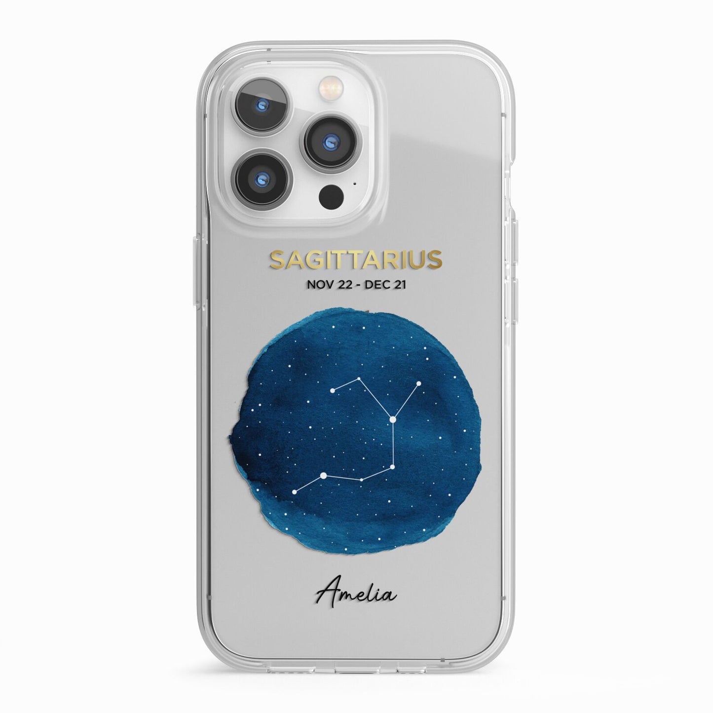 Personalised Star Sign iPhone 13 Pro TPU Impact Case with White Edges