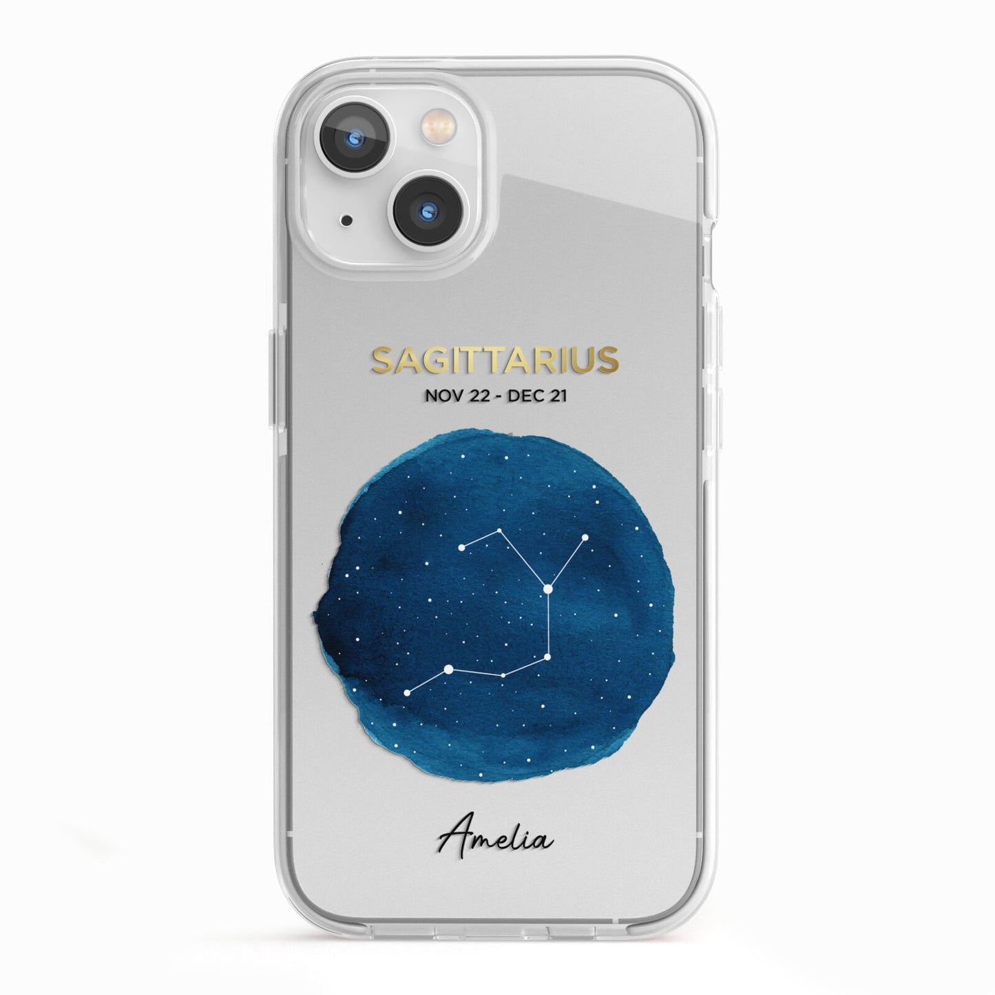 Personalised Star Sign iPhone 13 TPU Impact Case with White Edges