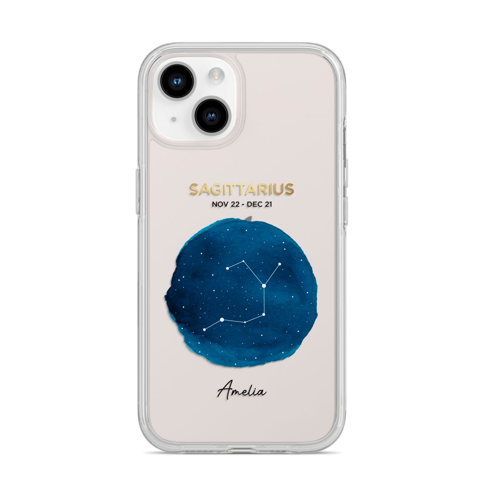 Personalised Star Sign iPhone 14 Clear Tough Case Starlight