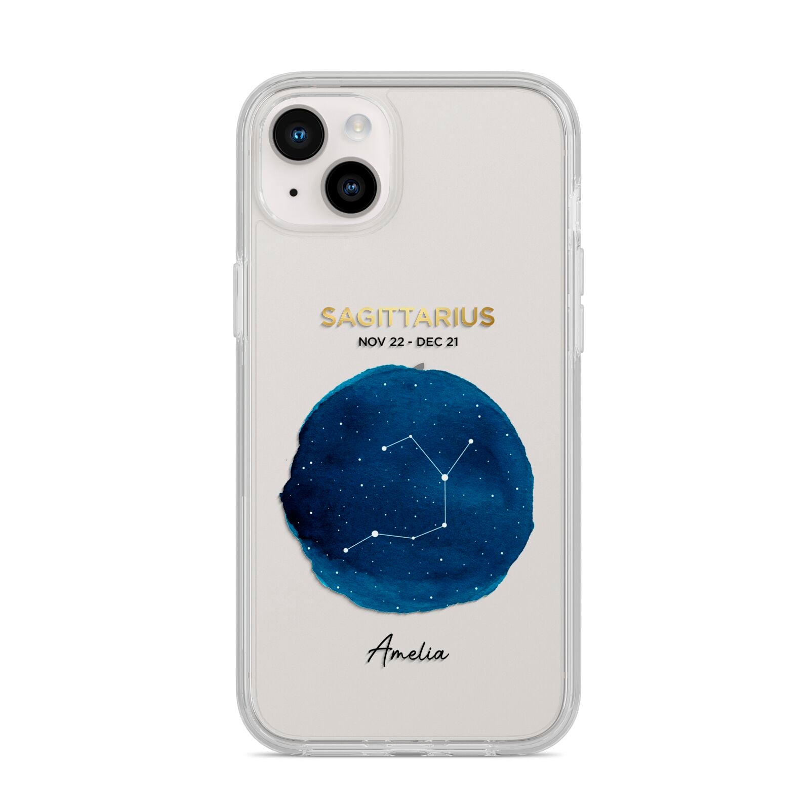 Personalised Star Sign iPhone 14 Plus Clear Tough Case Starlight