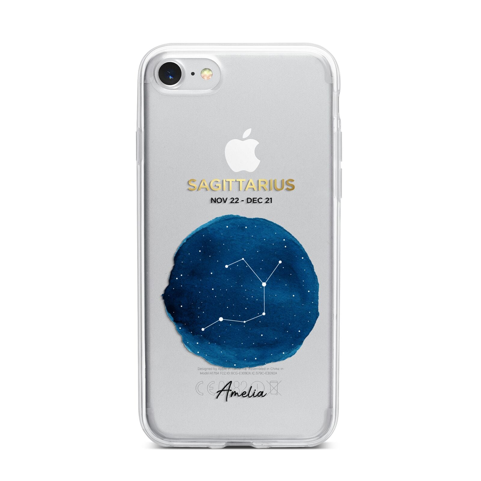 Personalised Star Sign iPhone 7 Bumper Case on Silver iPhone