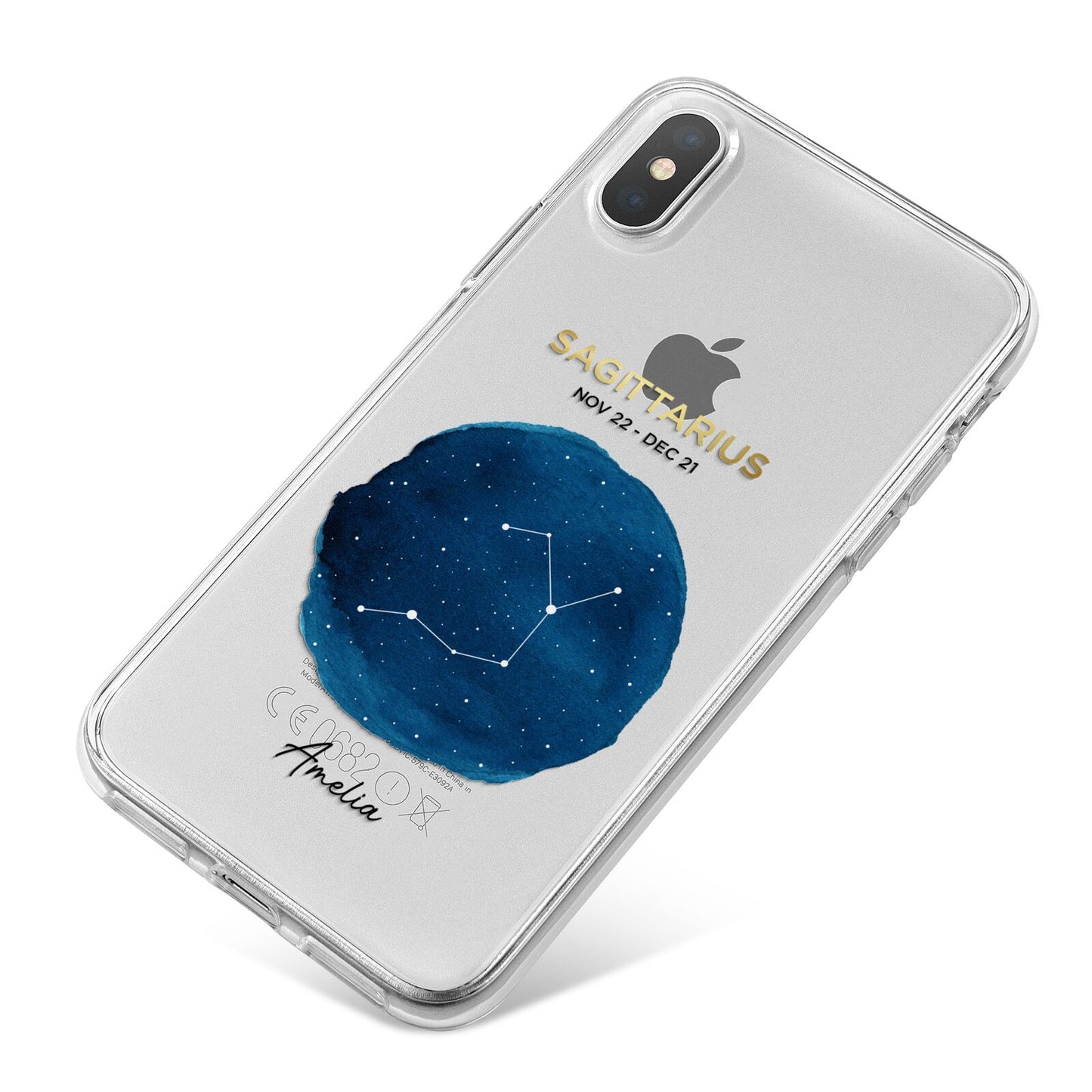 Personalised Star Sign iPhone X Bumper Case on Silver iPhone