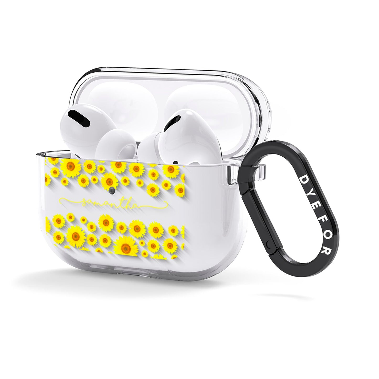 Personalised Sunflower AirPods Clear Case 3rd Gen Side Image