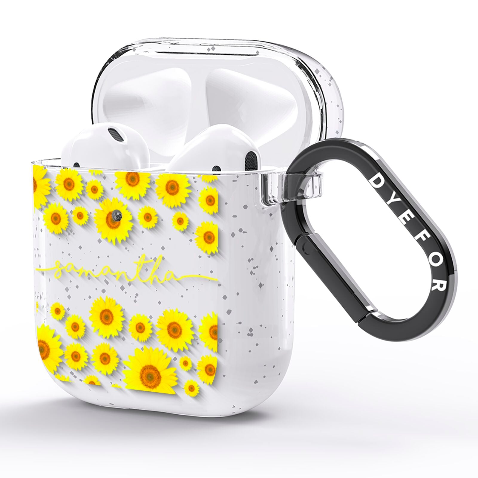 Personalised Sunflower AirPods Glitter Case Side Image