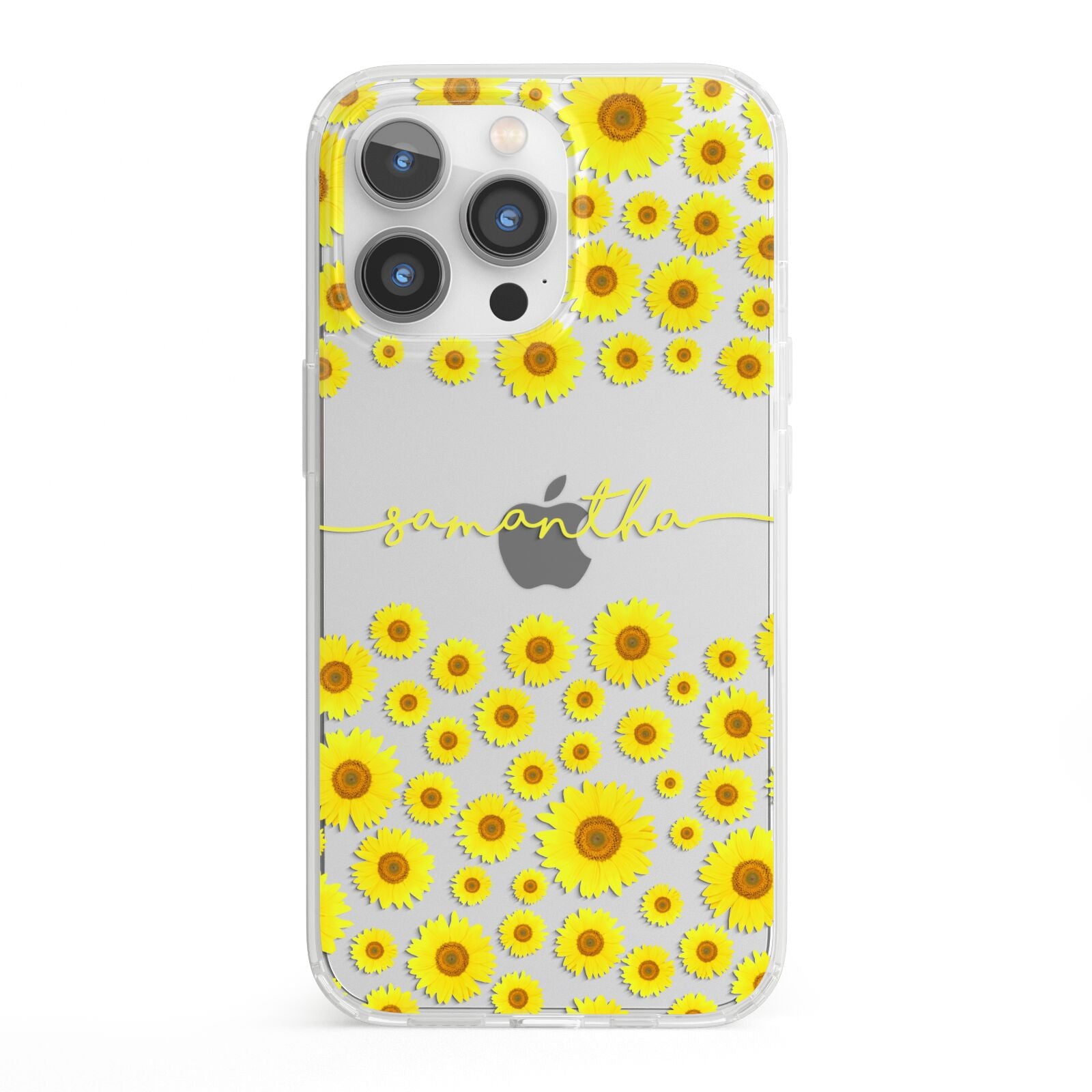 Personalised Sunflower iPhone 13 Pro Clear Bumper Case