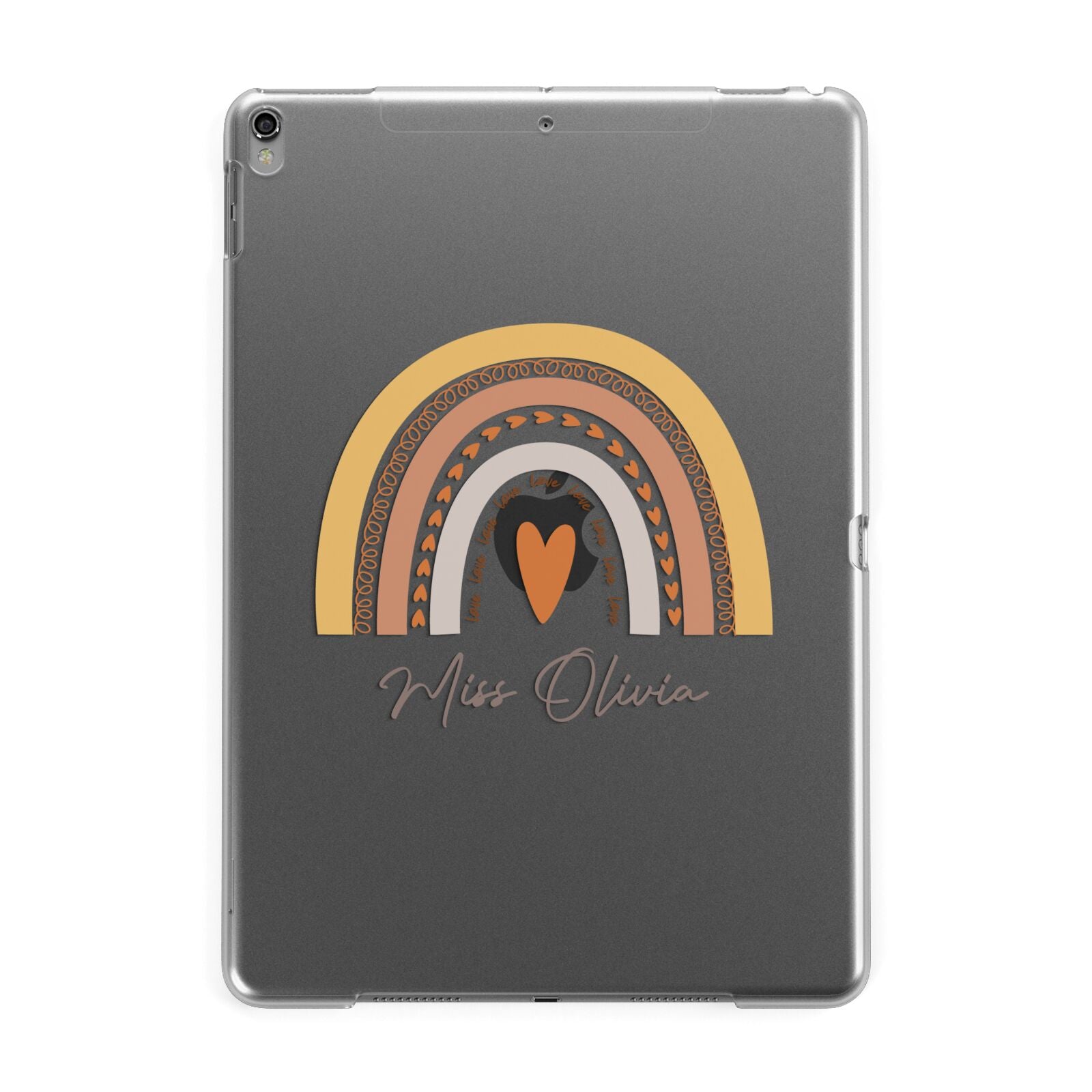 Personalised Teacher Neutral Rainbow Apple iPad Grey Case