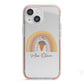 Personalised Teacher Neutral Rainbow iPhone 13 Mini TPU Impact Case with Pink Edges