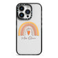 Personalised Teacher Neutral Rainbow iPhone 14 Pro Black Impact Case on Silver phone