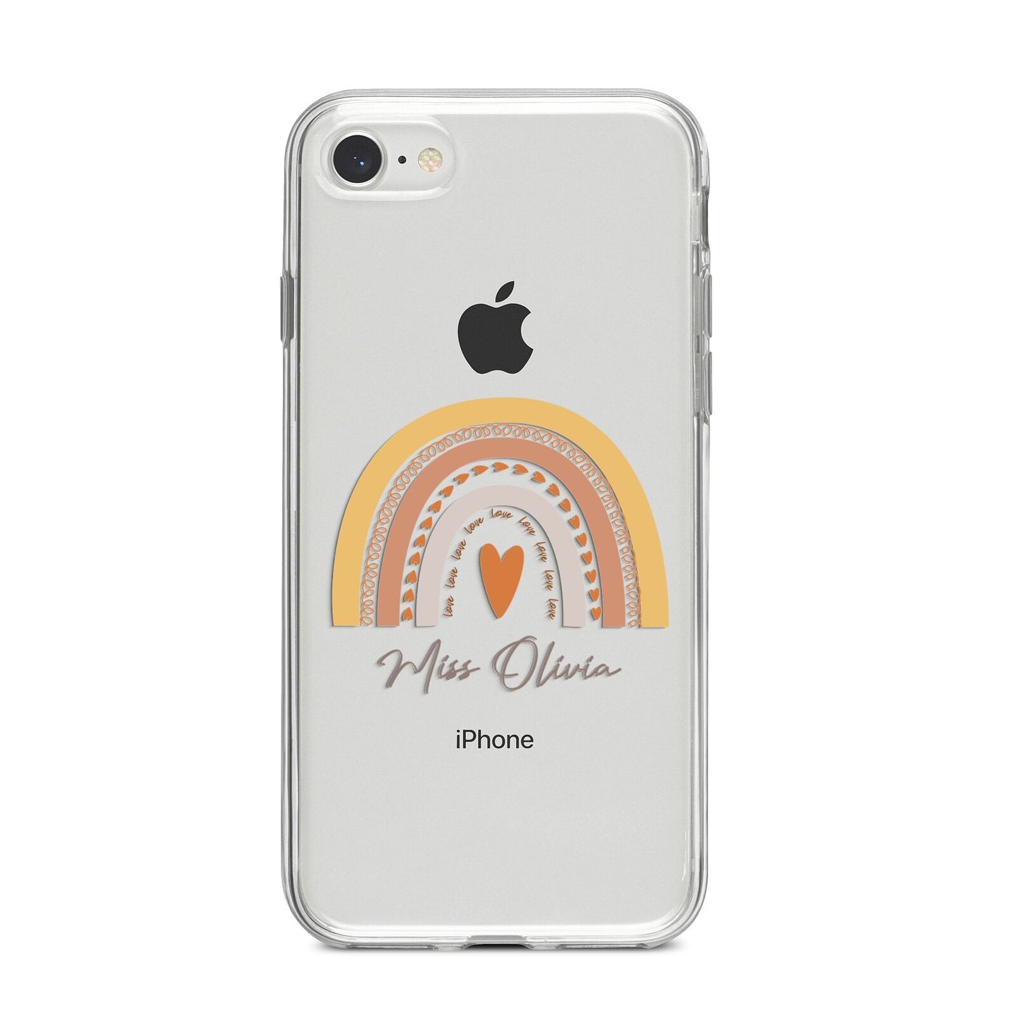 Personalised Teacher Neutral Rainbow iPhone 8 Bumper Case on Silver iPhone
